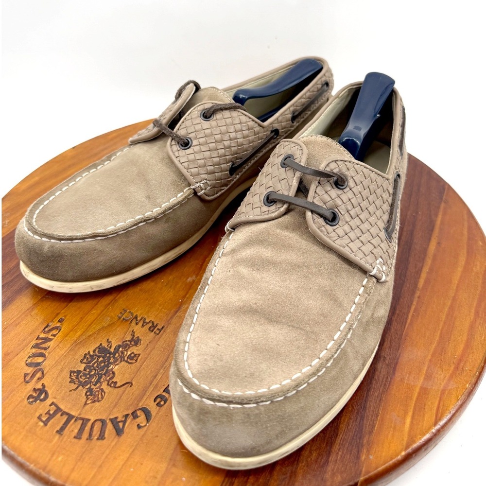 Bottega Veneta Intrecciato Weave Boat Shoes Loafers Men 8 US 41 EU Taupe Italy - Picture 2 of 8